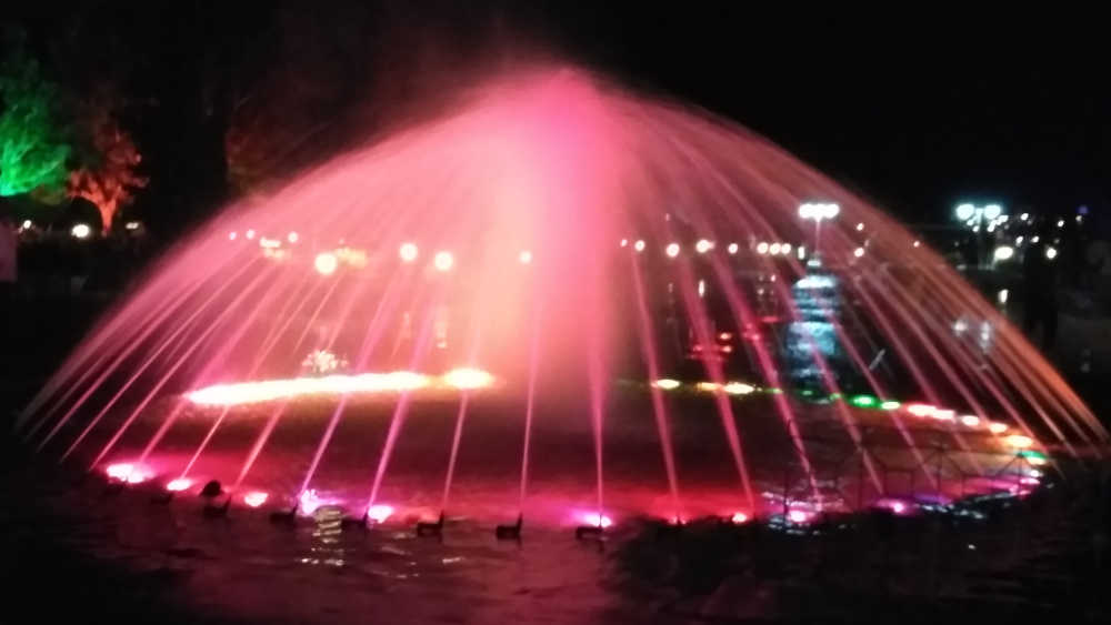 Circular water fountain of Brindavan gardens
